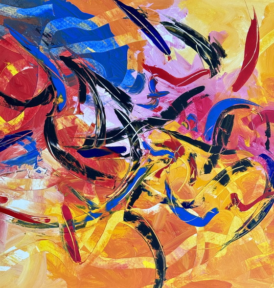 Image 1 of Peter Waterschoot 1969-2022 Belle Peinture Abstraite Colorée 