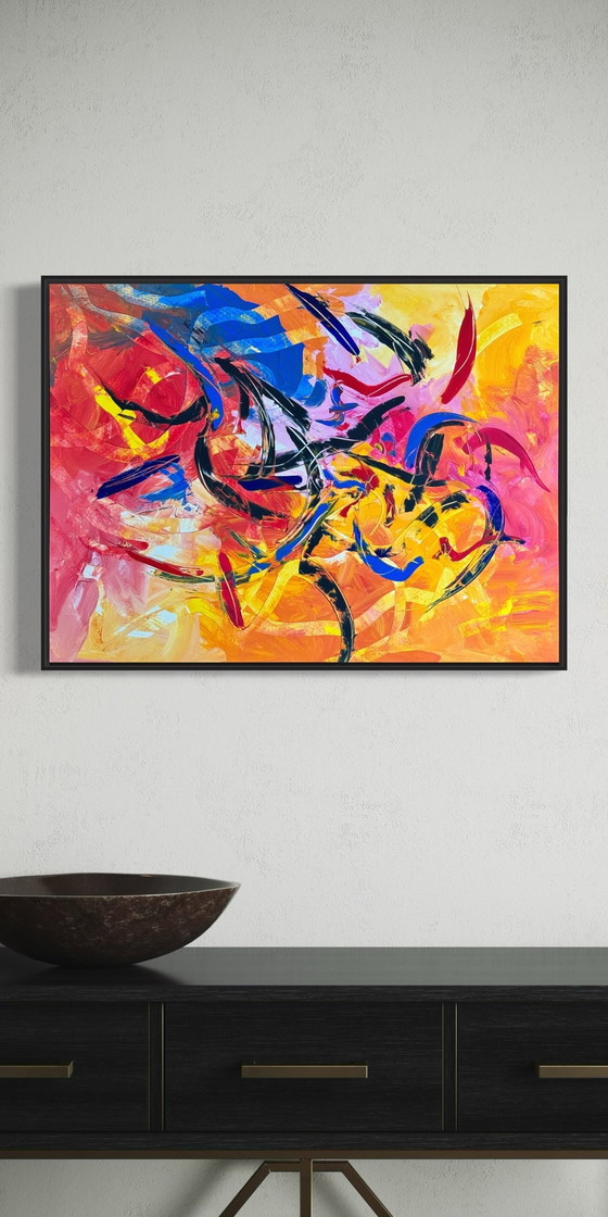 Image 1 of Peter Waterschoot 1969-2022 Belle Peinture Abstraite Colorée 