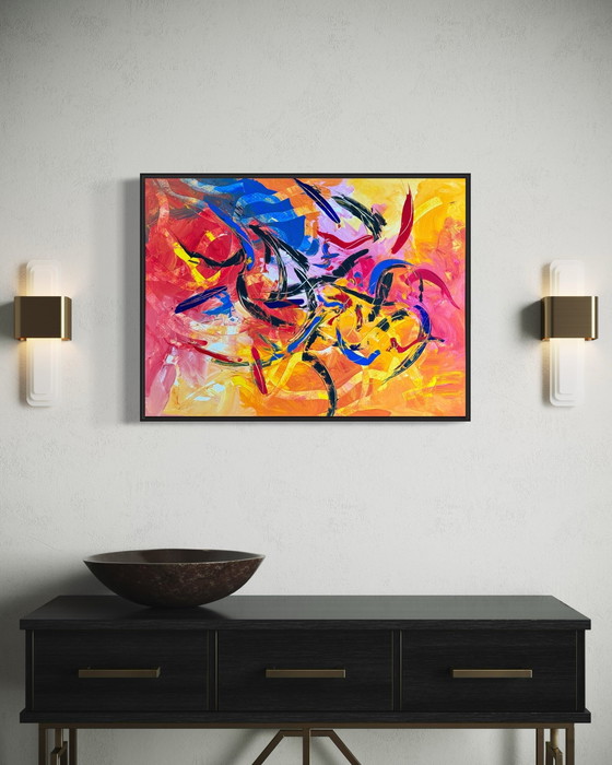 Image 1 of Peter Waterschoot 1969-2022 Belle Peinture Abstraite Colorée 