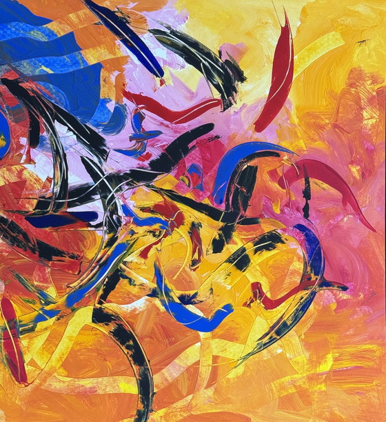 Image 1 of Peter Waterschoot 1969-2022 Belle Peinture Abstraite Colorée 