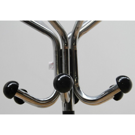 Image 1 of Porte-manteau industriel vintage en métal chromé et noir