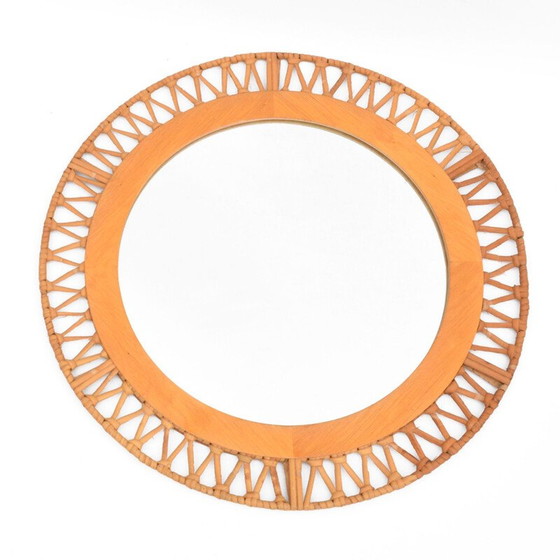 Image 1 of Miroir mural vintage en osier, Danemark 1970