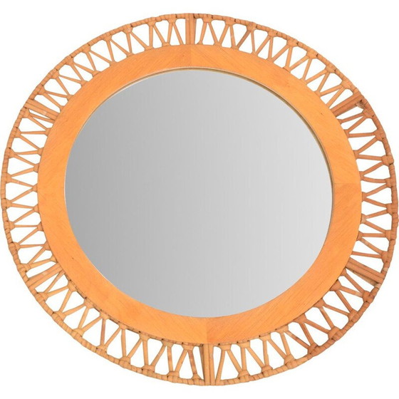 Image 1 of Miroir mural vintage en osier, Danemark 1970
