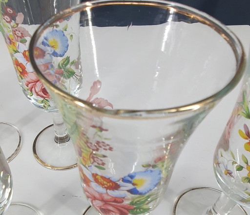 2099 Verres à champagne anciens avec fleurs