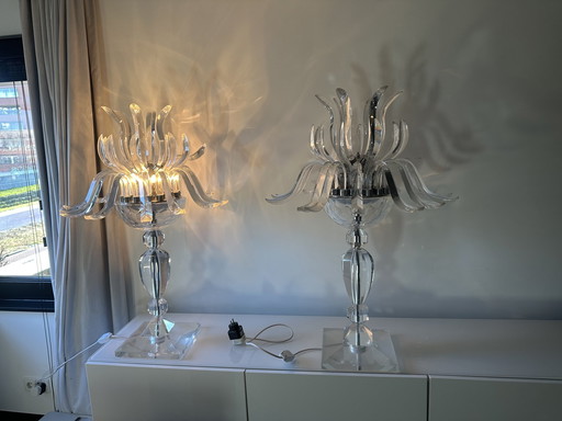 3X Superbes lampes en verre au design Art Déco. Dimmable