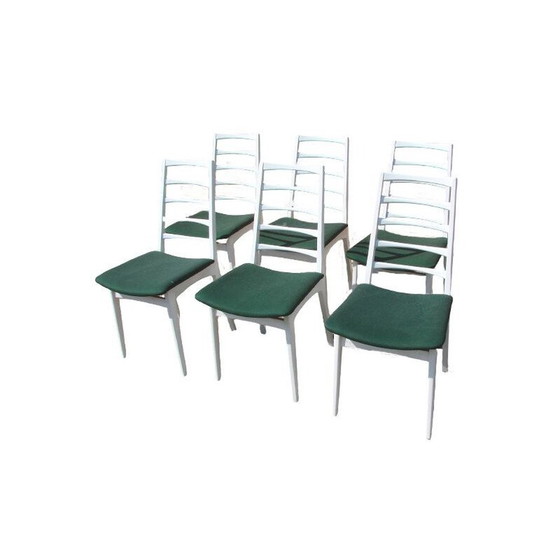 Image 1 of Ensemble de 6 chaises vintage en bois et tissu, 1970