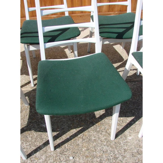 Image 1 of Ensemble de 6 chaises vintage en bois et tissu, 1970