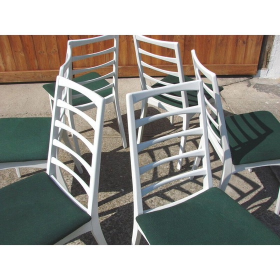 Image 1 of Ensemble de 6 chaises vintage en bois et tissu, 1970