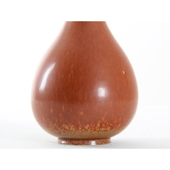 Image 1 of Vase scandinave vintage en céramique orange par Gunnar Nylund pour Rorstrand, 1960