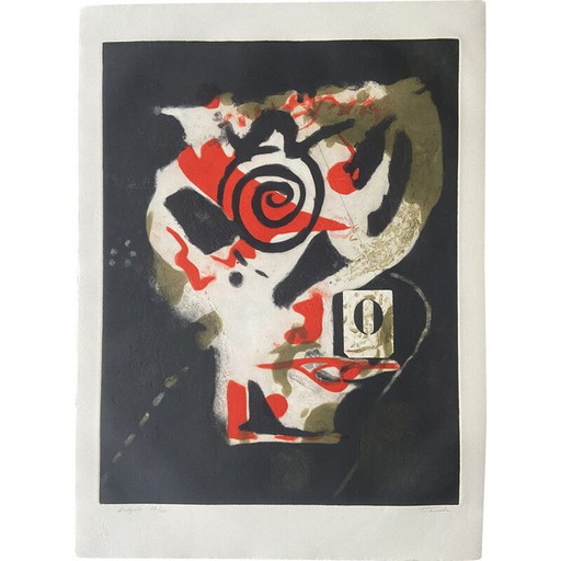 Gravure au carborundum de Juan Jose Torralba, 1970