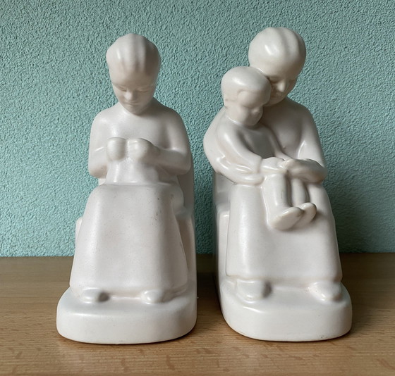 Image 1 of Dutch Schoonhoven Ceramic Bookends By Fancoise Carbius For Nbc