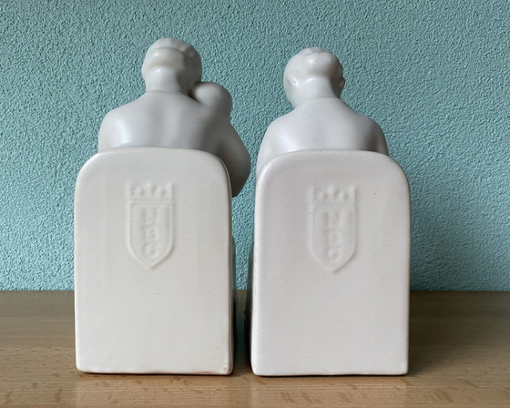 Image 1 of Dutch Schoonhoven Ceramic Bookends By Fancoise Carbius For Nbc