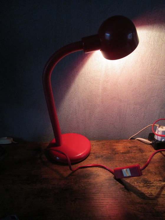 Image 1 of Lampe de table vintage rouge de Veneta Lumi, Italie, années 1970