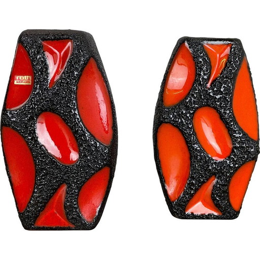 Paire de vases vintage en céramique de Roth Ceramics, Allemagne, années 1970