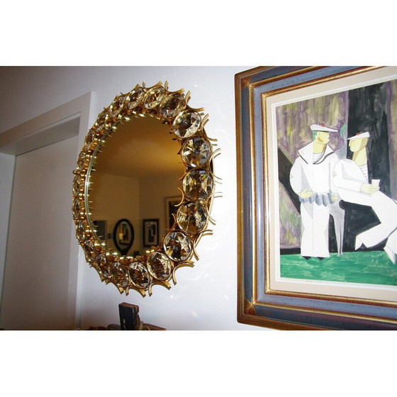 Image 1 of Miroir circulaire vintage en laiton doré par Christoph Palma pour Palwa, Autriche 1960