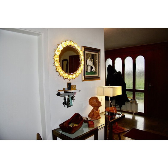 Image 1 of Miroir circulaire vintage en laiton doré par Christoph Palma pour Palwa, Autriche 1960