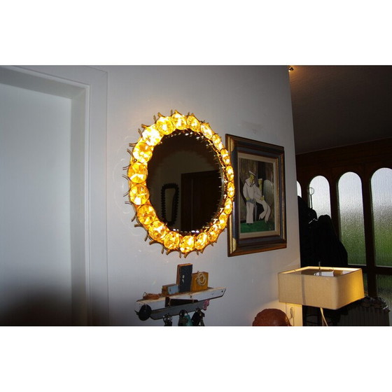 Image 1 of Miroir circulaire vintage en laiton doré par Christoph Palma pour Palwa, Autriche 1960