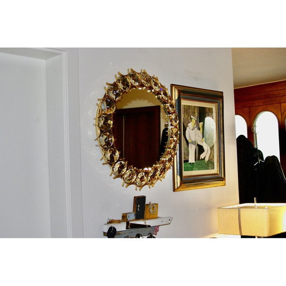 Image 1 of Miroir circulaire vintage en laiton doré par Christoph Palma pour Palwa, Autriche 1960