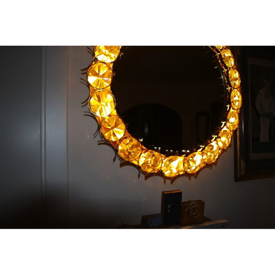Image 1 of Miroir circulaire vintage en laiton doré par Christoph Palma pour Palwa, Autriche 1960