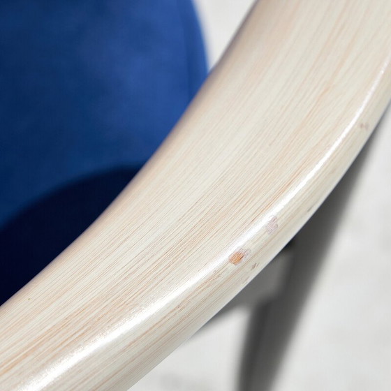 Image 1 of Ensemble de 4 chaises de salle à manger vintage en bois et velours par Pietro Costantini, Italie 1980