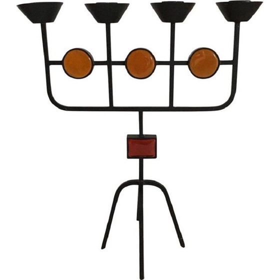 Image 1 of Bougeoir vintage en métal et verre par Erik Hoglund, 1960