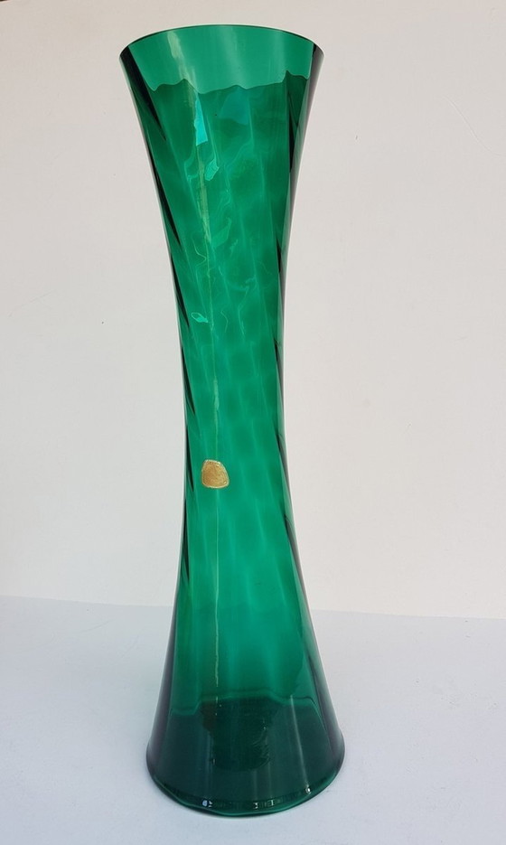 Image 1 of Vase vert foncé à bord dentelé par Alfred Taube pour Füge & Taube