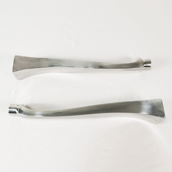 Image 1 of Paire de bougeoirs vintage en verre de Murano et laiton, Italie