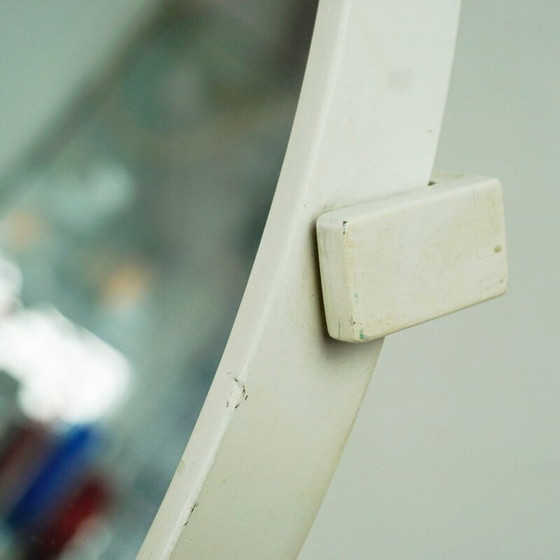 Image 1 of Miroir de table circulaire blanc vintage par Uno et Osten Kristiansson pour Luxus, Suède 1960