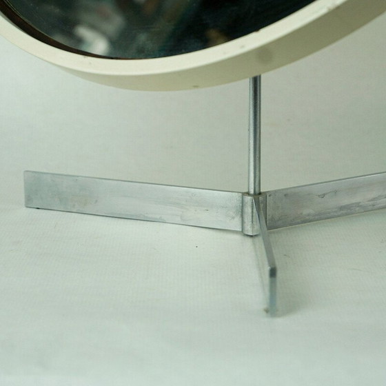 Image 1 of Miroir de table circulaire blanc vintage par Uno et Osten Kristiansson pour Luxus, Suède 1960
