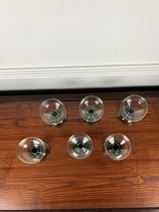 Image 1 of Set de 6 verres à pied vert vintage