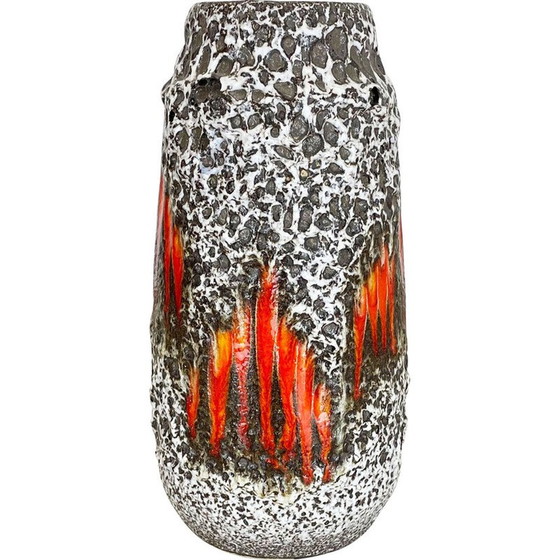 Image 1 of Vase vintage en poterie Lora Zig Zag en lave grasse par Scheurich, Allemagne 1970