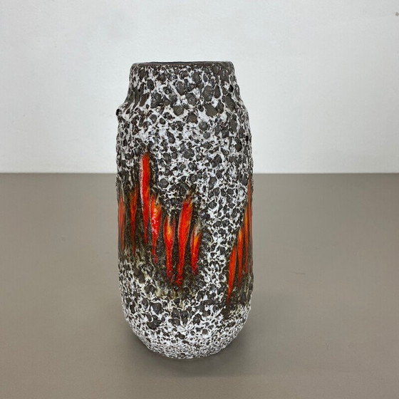 Image 1 of Vase vintage en poterie Lora Zig Zag en lave grasse par Scheurich, Allemagne 1970
