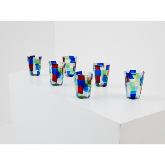 Image 1 of Ensemble de 6 gobelets vintage en verre de Murano, Italie 1980
