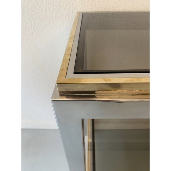 Console vintage bicolore en laiton chromé et verre, Italie 1970 (photo 9 of 11)