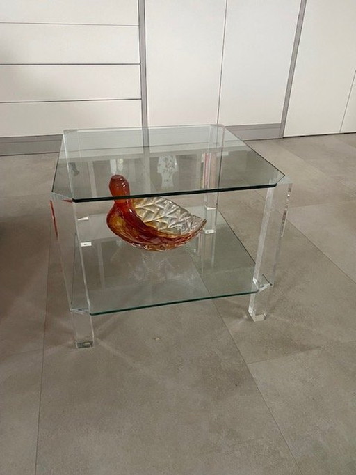 2 tables d'appoint en verre de luxe