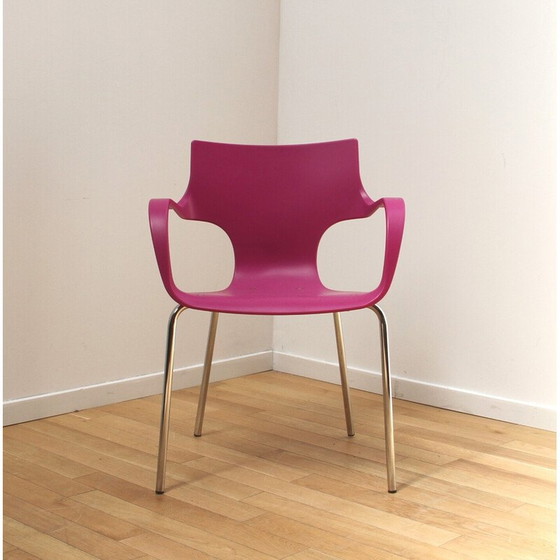 Image 1 of Paire de chaises Jim vintage en métal chromé et plastique pour Acta