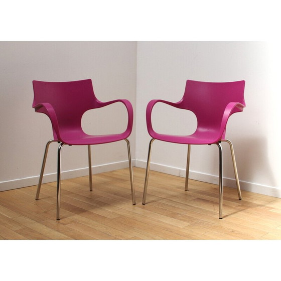 Image 1 of Paire de chaises Jim vintage en métal chromé et plastique pour Acta