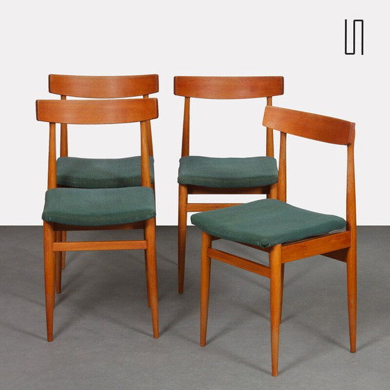 Image 1 of Ensemble de 4 chaises en bois vintage, Tchécoslovaquie 1960
