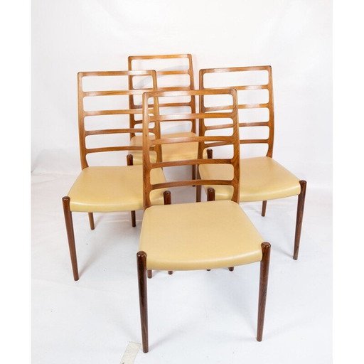 Ensemble de 4 chaises de salle à manger vintage par N.O. Moller 1960s