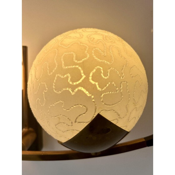 Image 1 of Applique vintage en laiton et verre opalin pour Arlus, France 1960