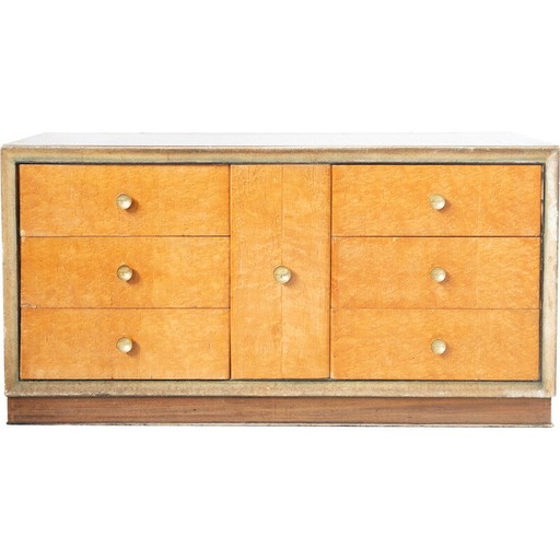 Commode vintage en racine de bouleau et laiton, Italie 1950