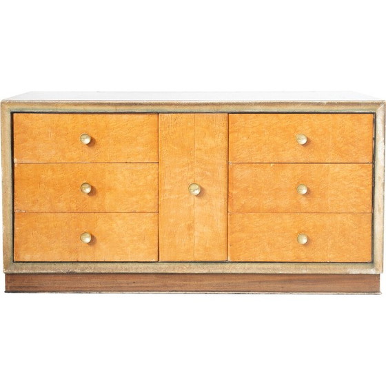 Image 1 of Commode vintage en racine de bouleau et laiton, Italie 1950