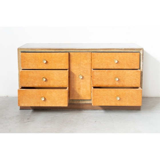 Image 1 of Commode vintage en racine de bouleau et laiton, Italie 1950