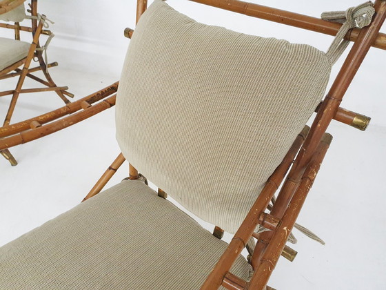 Image 1 of Ensemble de deux chaises à bras en bambou, Italie, années 1960