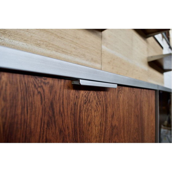 Image 1 of Système mural modulaire vintage en bois et raphia par Georges Frydman pour Efa, 1970