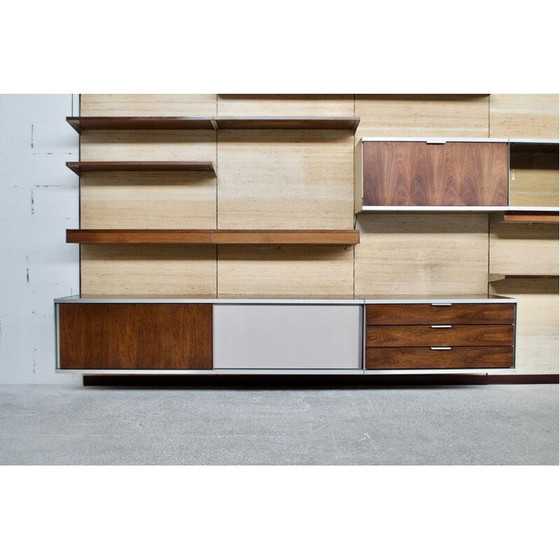 Image 1 of Système mural modulaire vintage en bois et raphia par Georges Frydman pour Efa, 1970