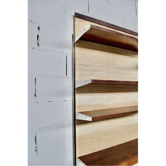 Image 1 of Système mural modulaire vintage en bois et raphia par Georges Frydman pour Efa, 1970