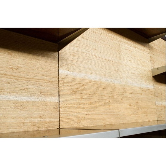 Image 1 of Système mural modulaire vintage en bois et raphia par Georges Frydman pour Efa, 1970