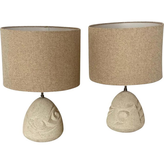 Image 1 of Paire de lampes en pierre vintage, France
