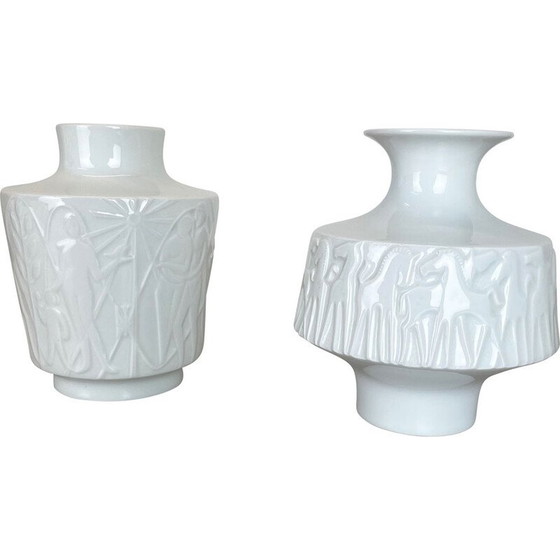 Image 1 of Paire de vases vintage en porcelaine Op Art pour Edelstein Bavaria, Allemagne 1970
